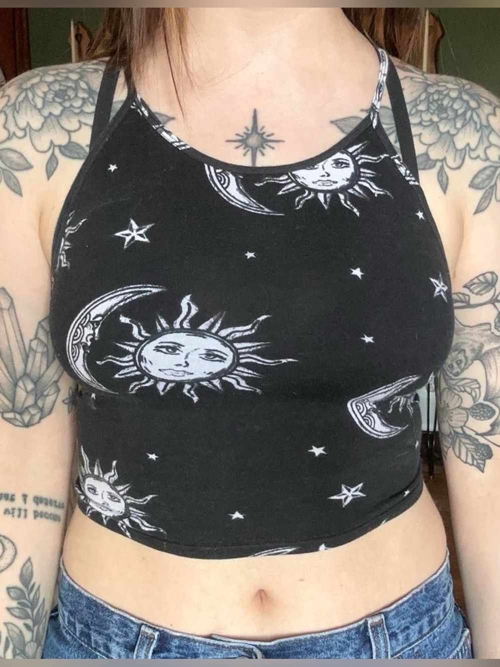 Motel Rocks Black Celestial Cropped Tank